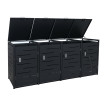 Cache-poubelle pour 4 poubelles HWC-E83b, abri pour poubelles, 117 x 265 x 80 cm, anthracite, acier 90 kg