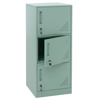 Casier HWC-P63, casier coffre-fort armoire à casiers 3 portes, 90x38x45cm acier- vert menthe