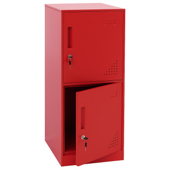Armoire à casiers HWC-P63, armoire à casiers sécurisés, armoire à casiers 2 portes, 90 x 38 x 45 cm, acier- rouge