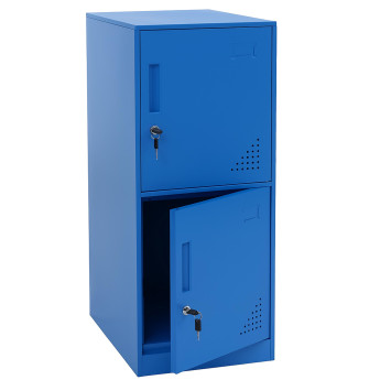 Armoire à casiers HWC-P63, armoire à casiers, armoire à casiers 2 portes, 90 x 38 x 45 cm, acier- bleu