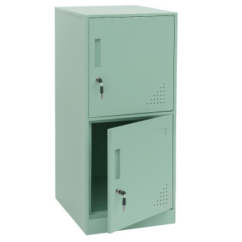Armoire à casiers HWC-P63, armoire à casiers, armoire à casiers 2 portes, 90 x 38 x 45 cm, acier- vert menthe