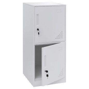 Armoire à casiers HWC-P63, armoire à casiers, armoire à casiers 2 portes, 90 x 38 x 45 cm, acier- blanc
