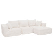 Ensemble canapé HWC-P20, canapé 3 places, tissu/cord (370 g/m2), surface de couchage à droite- blanc