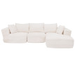 Ensemble canapé HWC-P20, canapé 3 places, tissu/cord (370 g/m2), surface de couchage à droite- blanc