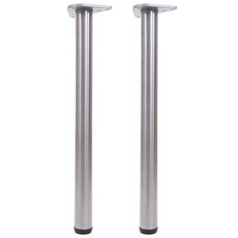 Lot de 2 pieds de table HWC-H36, pour bureau, pied de table à manger, piètement de table, 73 cm, aspect acier inoxydable