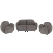 Ensemble de salon HWC-P33, canapé 2 places, 2 fauteuils, tissu/textile chenille (330 g/m2) Oeko-Tex- gris clair