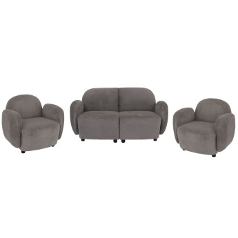 Ensemble de salon HWC-P33, canapé 2 places, 2 fauteuils, tissu/textile chenille (330 g/m2) Oeko-Tex- gris clair