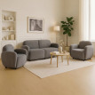 Ensemble de salon HWC-P33, canapé 2 places, 2 fauteuils, tissu/textile chenille (330 g/m2) Oeko-Tex- gris clair