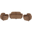 Ensemble de salon HWC-P33, canapé 2 places, 2 fauteuils, tissu/textile chenille (330 g/m2) Oeko-Tex- marron