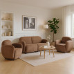 Ensemble de salon HWC-P33, canapé 2 places, 2 fauteuils, tissu/textile chenille (330 g/m2) Oeko-Tex- marron