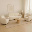 Ensemble de salon HWC-P33, canapé 2 places, 2 fauteuils, tissu/textile chenille (330 g/m2) Oeko-Tex- crème