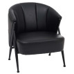 Fauteuil HWC-P30, fauteuil rembourré/cocktail/club Lounge Chair Vintage Retro Industrial Métal Simili cuir- noir