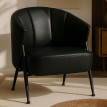 Fauteuil HWC-P30, fauteuil rembourré/cocktail/club Lounge Chair Vintage Retro Industrial Métal Simili cuir- noir