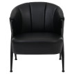 Fauteuil HWC-P30, fauteuil rembourré/cocktail/club Lounge Chair Vintage Retro Industrial Métal Simili cuir- noir