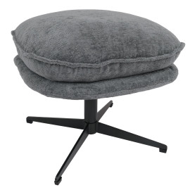 Tabouret rembourré HWC-P32, tabouret/repose-pieds repose-pieds ottomane tissu/textile chenille (370 g/m2)- gris