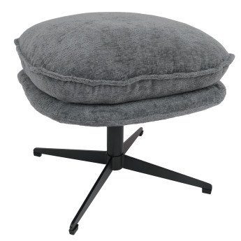 Tabouret rembourré HWC-P32, tabouret/repose-pieds repose-pieds ottomane tissu/textile chenille (370 g/m2)- gris