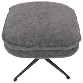 Tabouret rembourré HWC-P32, tabouret/repose-pieds repose-pieds ottomane tissu/textile chenille (370 g/m2)- gris