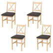 Lot de 4 chaises de salle à manger HWC-F77, chaise avec dossier, chaise de cuisine, bois massif, tissu, style cottage- n