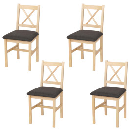 Lot de 4 chaises de salle à manger HWC-F77, chaise avec dossier, chaise de cuisine, bois massif, tissu, style cottage- n