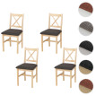 Lot de 4 chaises de salle à manger HWC-F77, chaise avec dossier, chaise de cuisine, bois massif, tissu, style cottage- n
