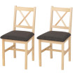 Lot de 2 chaises de salle à manger HWC-F77, chaise avec dossier, chaise de cuisine, bois massif, tissu, style cottage- n