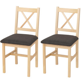 Lot de 2 chaises de salle à manger HWC-F77, chaise avec dossier, chaise de cuisine, bois massif, tissu, style cottage- n