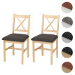 Lot de 2 chaises de salle à manger HWC-F77, chaise avec dossier, chaise de cuisine, bois massif, tissu, style cottage- n