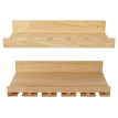 Lot de 2 casiers à vin HWC-P22, porte-verres/bouteilles Bar mural pour 6 bouteilles/15 verres Bois certifié MVG 61 x 28