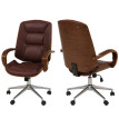 Chaise de bureau HWC-O83, chaise pivotante, fauteuil de direction, similicuir (280 g/m2) Bois courbé certifié MVG Aspect