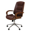 Chaise de bureau HWC-O83, chaise pivotante, fauteuil de direction, similicuir (280 g/m2) Bois courbé certifié MVG Aspect