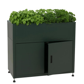 Jardinière sur pied surélevée HWC-O85, jardinière sur pied en métal, bac à fleurs, bac à plantes, espace de rangement, m