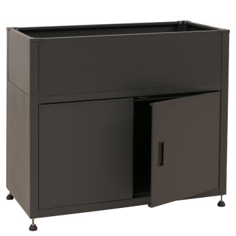 Jardinière sur pied HWC-O85, jardinière métallique sur pied, bac à fleurs, espace de rangement, métal 33 kg 91 x 101 x 5