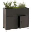 Jardinière sur pied HWC-O85, jardinière métallique sur pied, bac à fleurs, espace de rangement, métal 33 kg 91 x 101 x 5