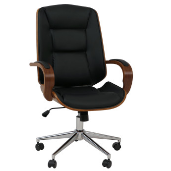 Chaise de bureau HWC-O83, chaise pivotante, fauteuil de direction, similicuir (280 g/m2) Bois courbé certifié MVG Aspect