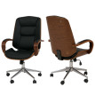 Chaise de bureau HWC-O83, chaise pivotante, fauteuil de direction, similicuir (280 g/m2) Bois courbé certifié MVG Aspect