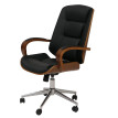 Chaise de bureau HWC-O83, chaise pivotante, fauteuil de direction, similicuir (280 g/m2) Bois courbé certifié MVG Aspect