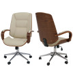 Chaise de bureau HWC-O83, chaise pivotante, fauteuil de direction, similicuir (280 g/m2) Bois courbé certifié MVG Aspect