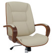 Chaise de bureau HWC-O83, chaise pivotante, fauteuil de direction, similicuir (280 g/m2) Bois courbé certifié MVG Aspect