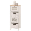 Commode HWC-O75, meuble à tiroirs, 4 tiroirs Tiroirs à paniers Bois Mélamine 82x30x30cm- blanc naturel