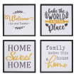 Lot de 4 tableaux muraux HWC-N96, décoration murale cadres photo citations Sweet Home Welcome World Family, toile en boi