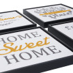 Lot de 4 tableaux muraux HWC-N96, décoration murale cadres photo citations Sweet Home Welcome World Family, toile en boi