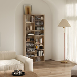 Etagère 18 compartiments ABRANTES aspect bois naturel