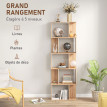 Bibliothèque design 5 étagères CARTAXO effet bois clair