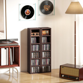 Lot de 2 étagères colonnes ALMADA aspect bois marron