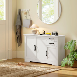 Buffet contemporain avec tiroirs et placards ESTREMOZ blanc&nbsp;