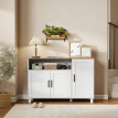 Buffet 3 portes avec niche et étagères FIGUEIRA blanc et effet bois clair
