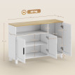 Buffet 3 portes avec niche et étagères FIGUEIRA blanc et effet bois clair