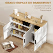 Buffet 3 portes avec niche et étagères FIGUEIRA blanc et effet bois clair