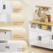 Buffet 3 portes avec niche et étagères FIGUEIRA blanc et effet bois clair