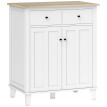 Buffet 2 portes avec tiroirs FREAMUNDE blanc et aspect bois clair